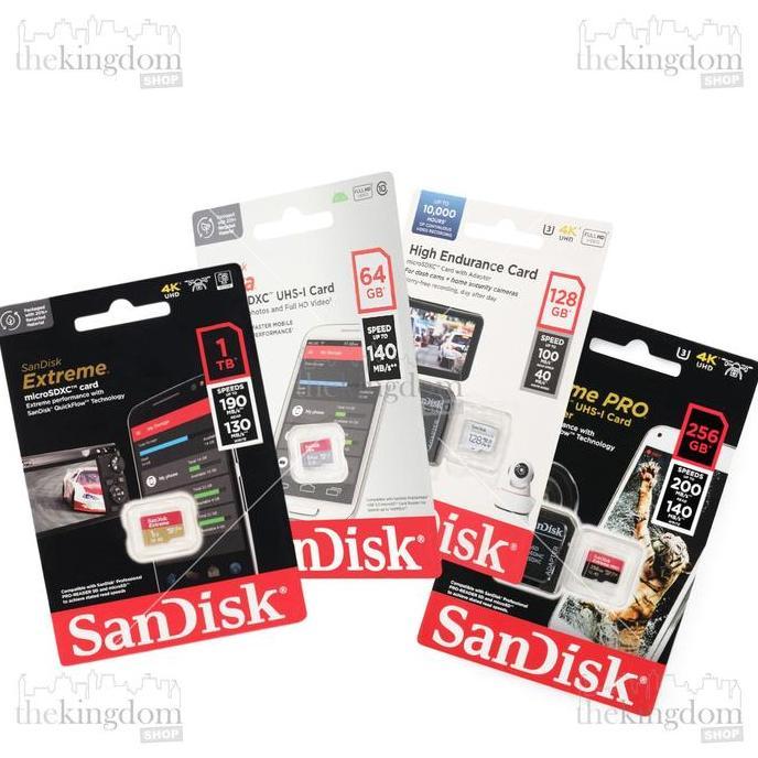 TERBARU - Sandisk Extreme Pro High Endurace MicroSD MicroSDXC Card V30 U3 Class 10 100 140 150 200MB