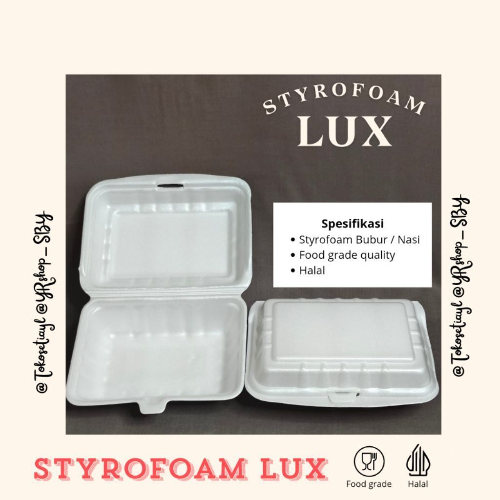 100 Pcs Wadah Makanan Sterofoam Bubur Lux L01 Tebal, Food Grade, CFC kotak makanan styrofoam polos L