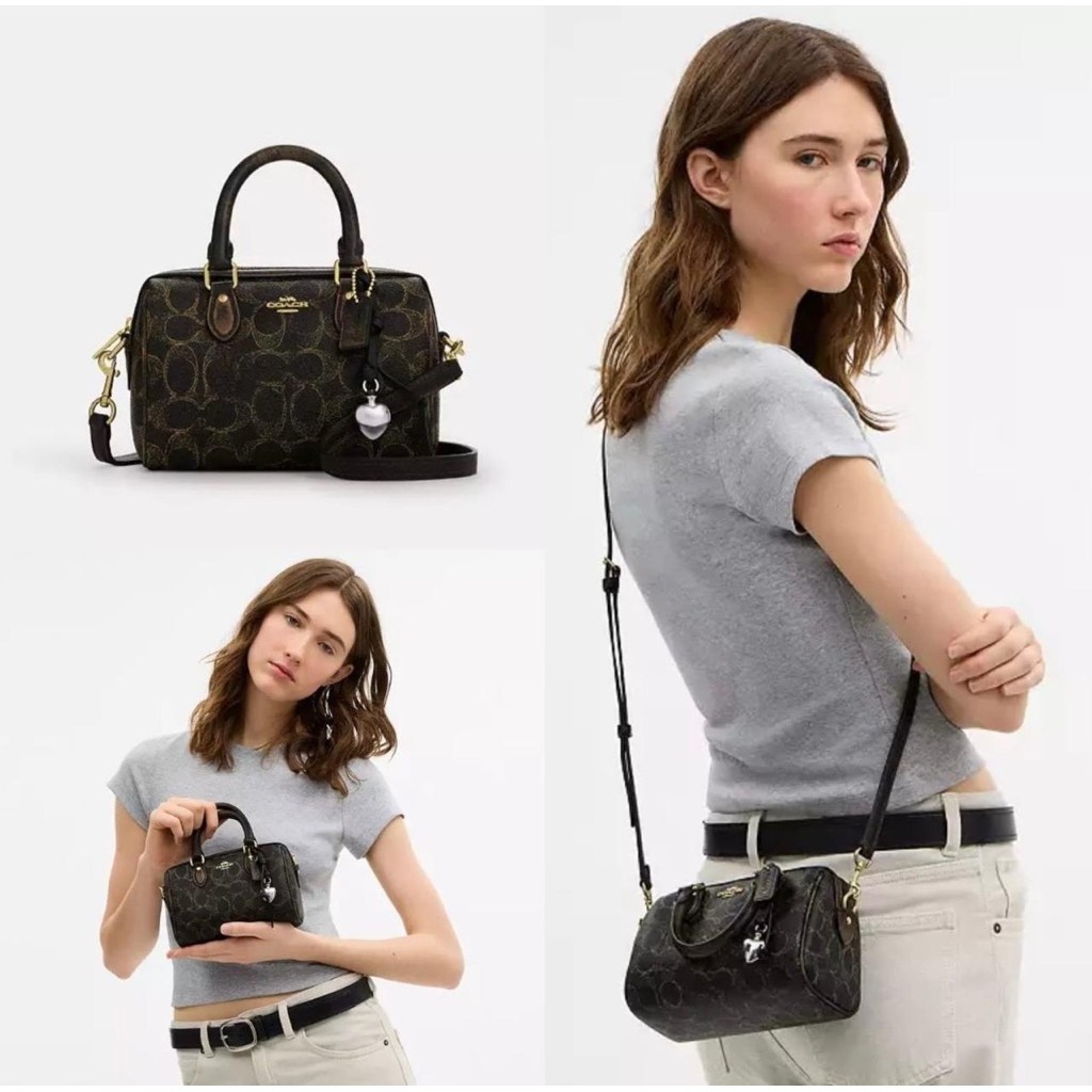 Tas Selempang Coach Rowan Mini Loved Signature Charms Gold Brown Crossbody AUTHENTIC
