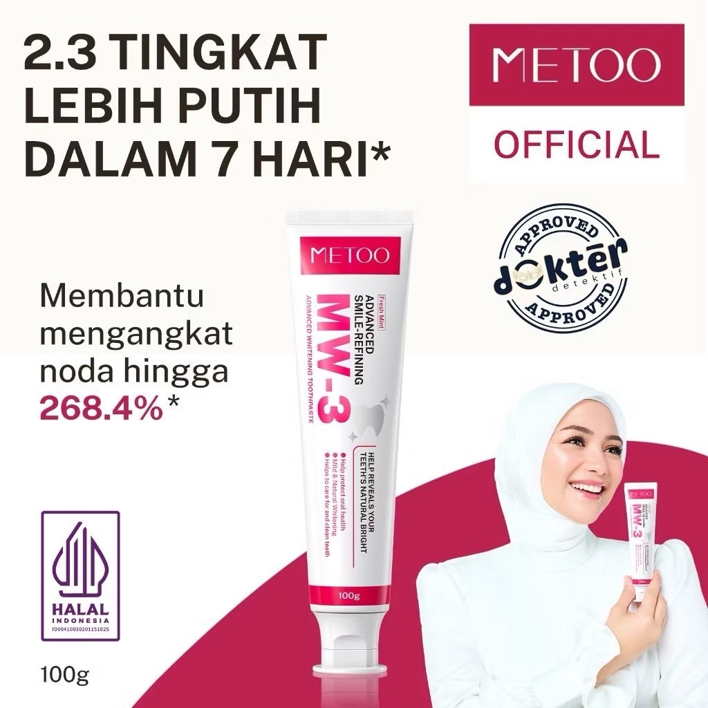 METOO MW-3 Pasta Gigi Pemutih Probiotik - 3 pcs, Memutihkan Gigi Alami
