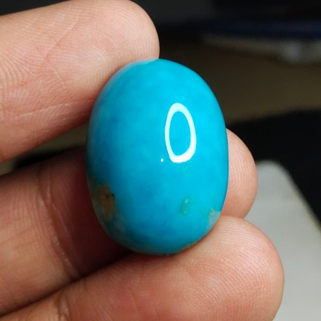 Natural Turqoise / Pirus Persia Memo 23 x 17 x 10 mm 30.2 Ct Biru Polos Super Unik Langka Oval Caboc