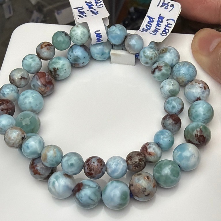 Red Iron Larimar Bracelet/ Island Larimar/ Gelang Larimar Kristal Batu Alam