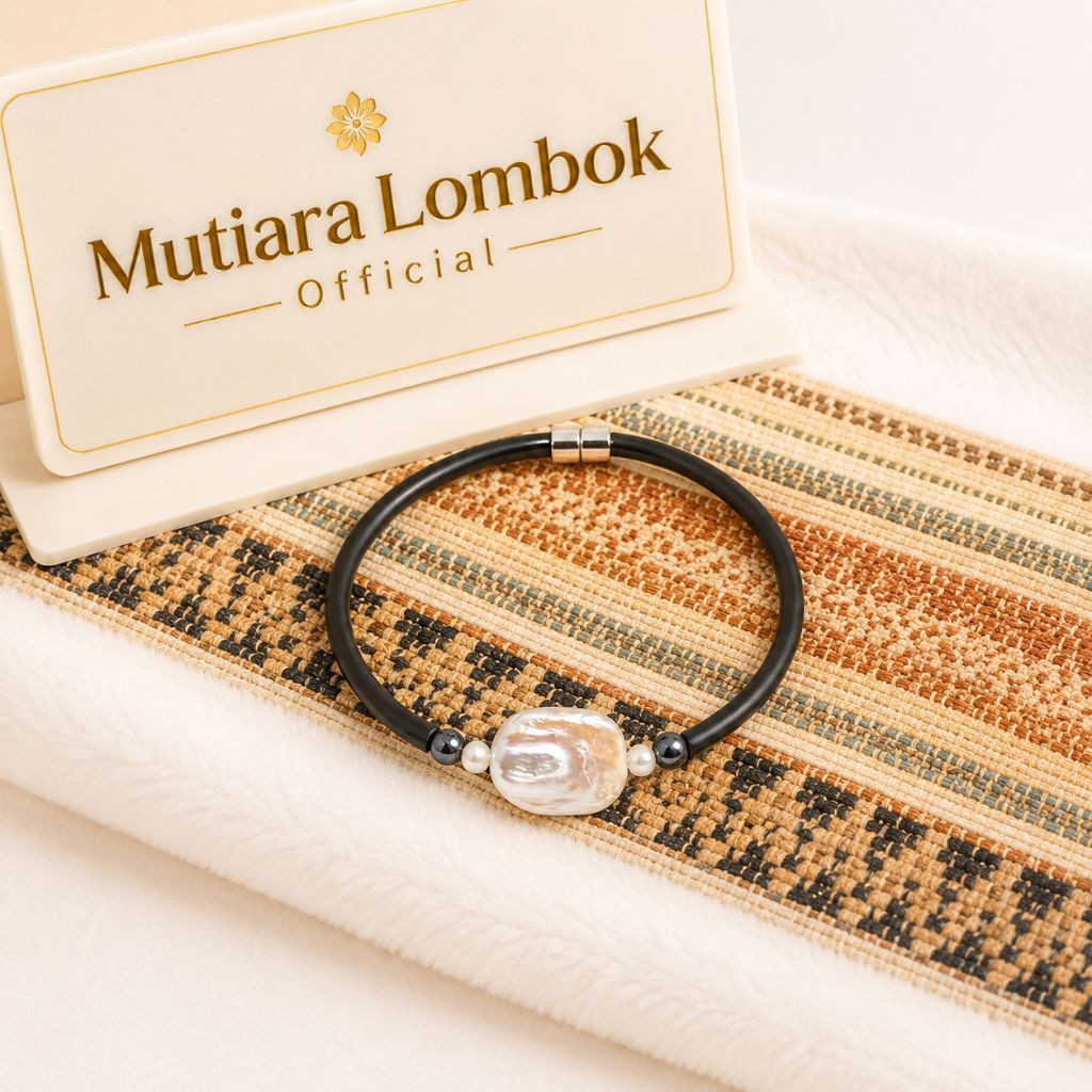 Gelang Mutiara Lombok Wanita Premium Tali Hitam | Bracelet Mutiara Elegan Unik Fashion Jewelry