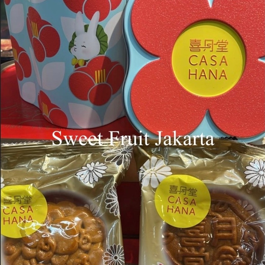 Kue Bulan Casa Hana Red Blossom Isi Greand Tea & Black Sesame / Casa Hana Red Blossom Gift Box