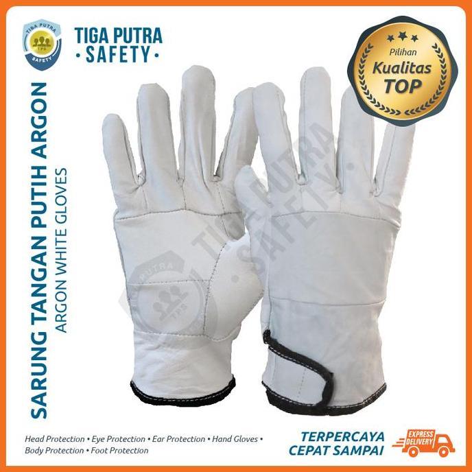 TERLARISS SARUNG TANGAN SAFETY LAS ARGON PUTIH KULIT ASLI / GLOVE WELDING