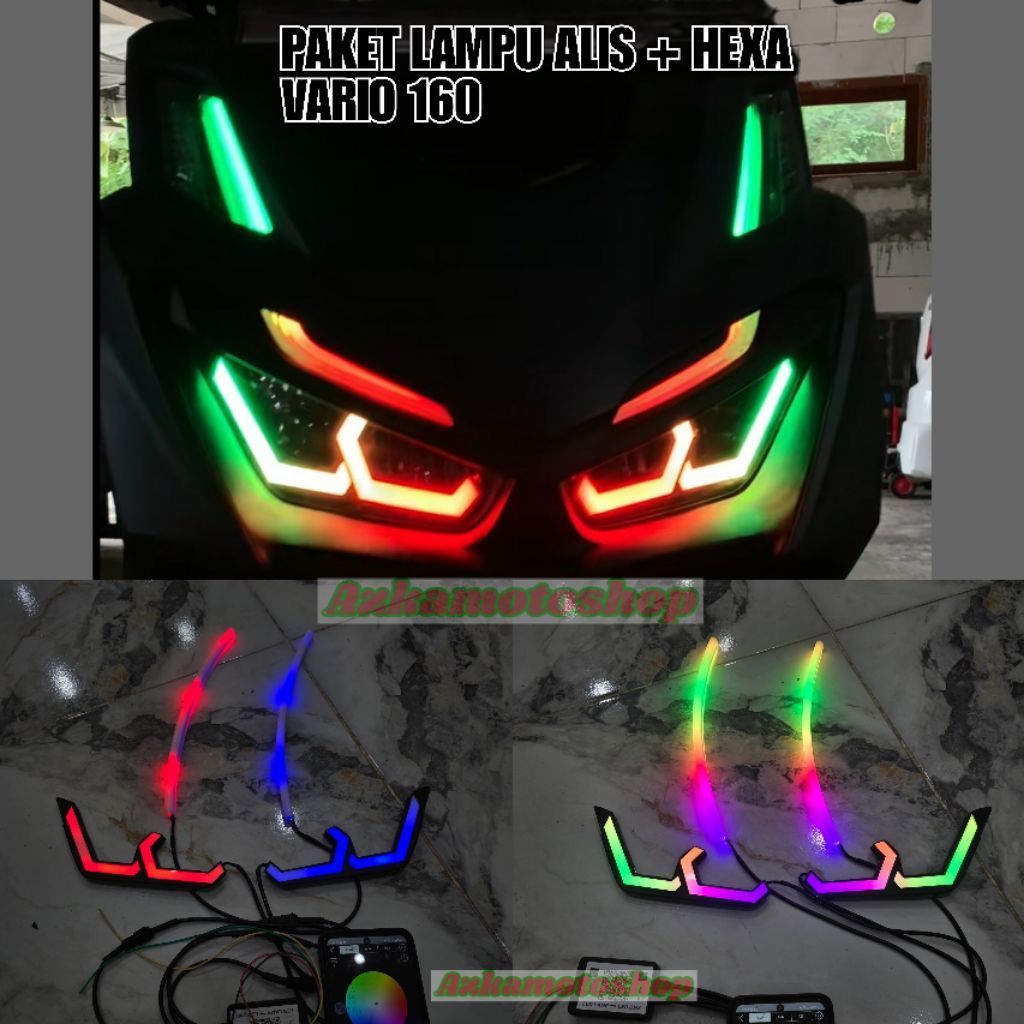 paket lampu alis dan lazy hexa vario 160 hexa frame vario 160 alis rgb apk vario 160