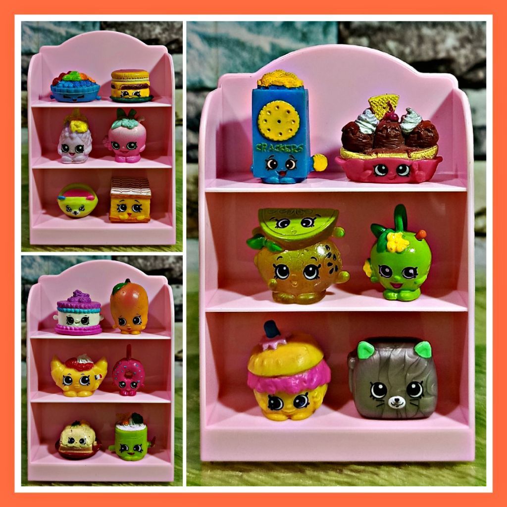 Mainan Karakter Miniatur Makanan & Sayur Moose Original 1 Set (6 Pcs + Rak Pink) / Hobi & Koleksi / 
