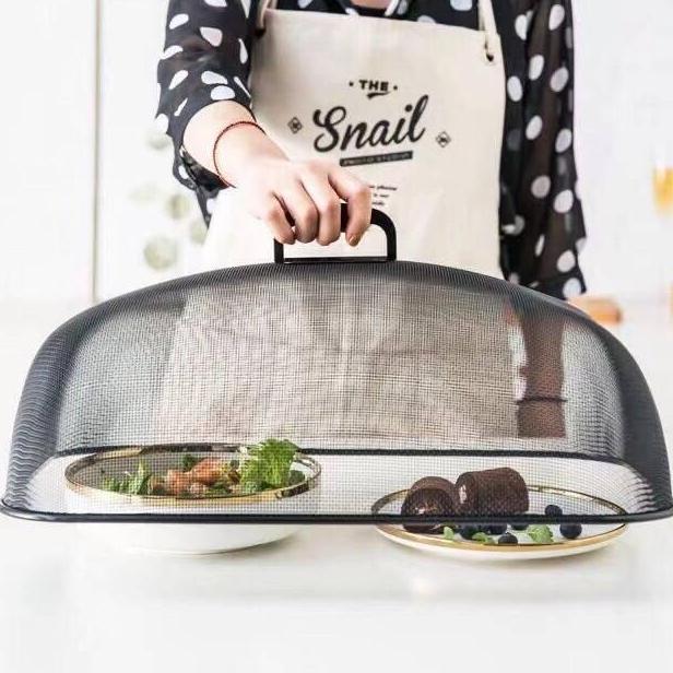 Tudung Saji Stainless Kotak Bulat Putih Estetik Hitam