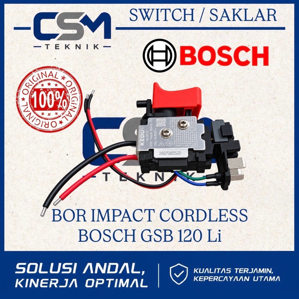 SWITCH BOR IMPACT CORDLESS BOSCH GSB 120 Li ORIGINAL SAKLAR BOR BATRE BOSCH GSB120Li ORIGINAL