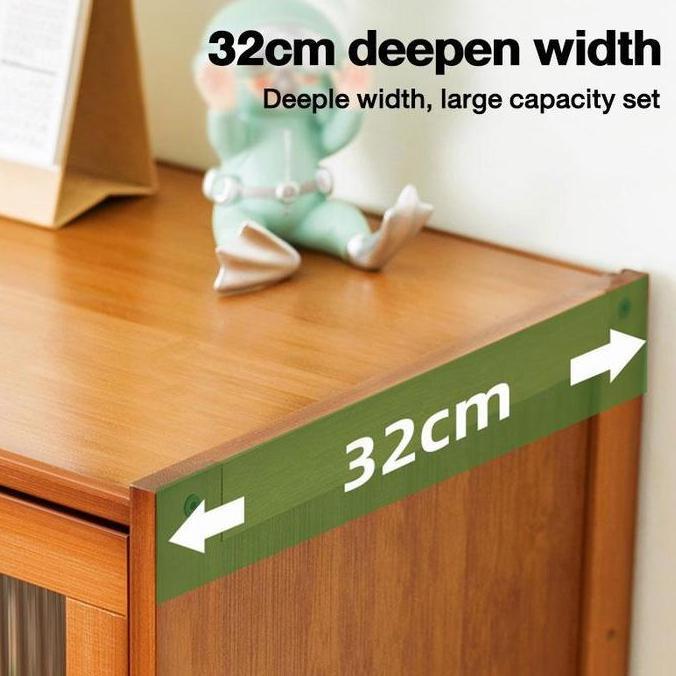 LACCOHUG Lemari Retro dengan Pintu Kaca Corak Lemari Kayu dengan Pintu Kaca Transparan - Tahan Kelem