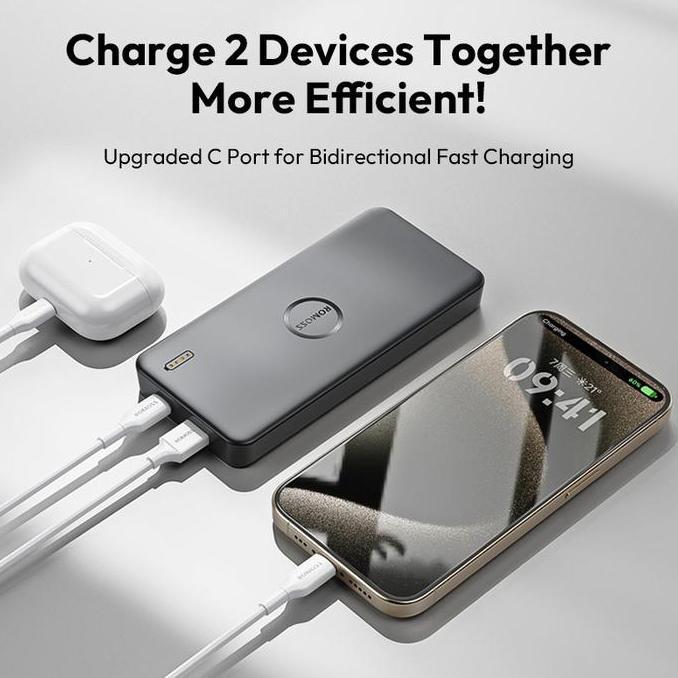 Power- Romoss Power Bank Ppb10 Type C 10000 Mah Input Output Fast Charging Kapasitas Besar & Tipe C 