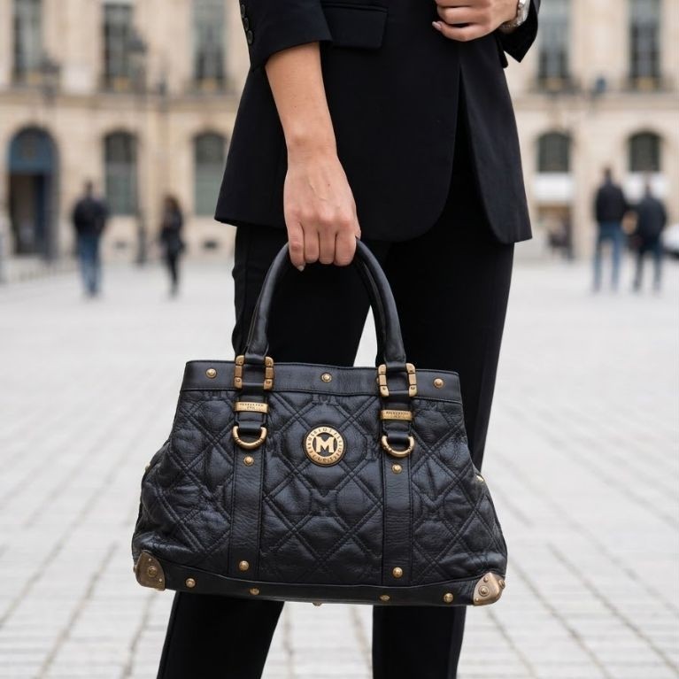 Metrocity Handbag Quilted Leather studded