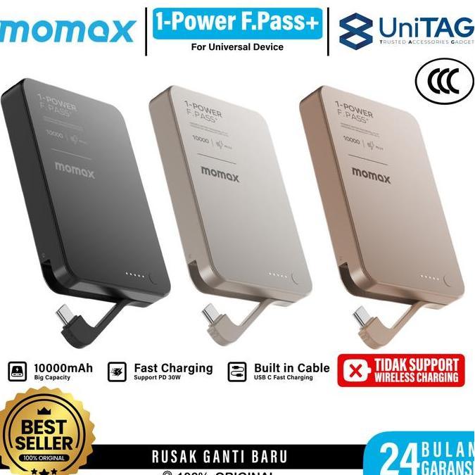 Power- Momax Powerbank Magnetic 1-Power F.Pass+ Ccc Fast Charging For Samsung Iphone 5000 10000 2000