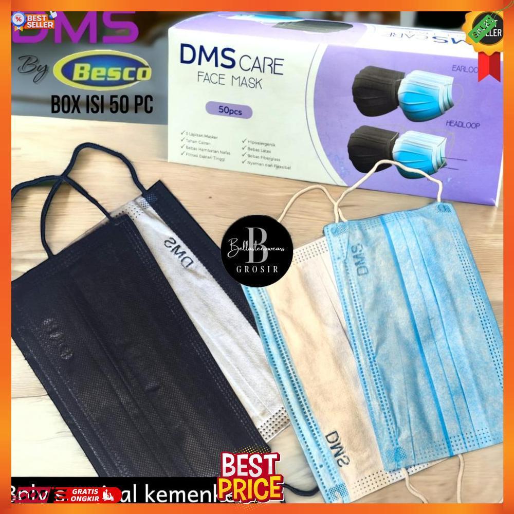 BESCO DMS - MASKER 3PLY ANTI VIRUS TEBAL MEDICAL GRADE Earloop BOX ISI 50pcs  KEMENKES - BIRU HIJAU 