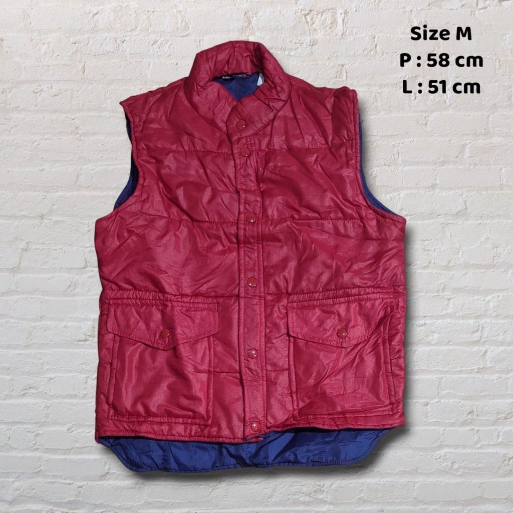 Size M Vest Rompi Puffer Jacket Denimax Merah Second Preloved #V01