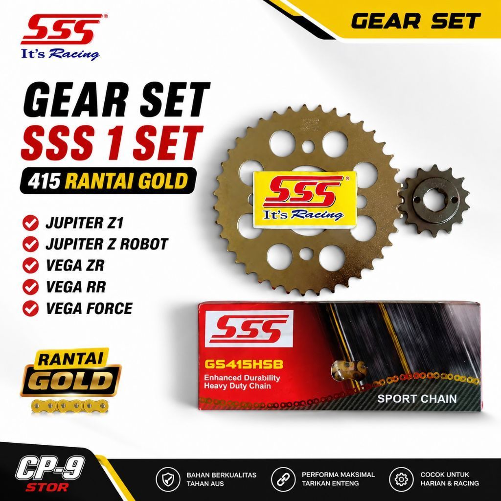 gear gir set sss 415 rantai gold sss jupiter z1/jupiter z robot/vega zr/vega RR/vega force paket gir