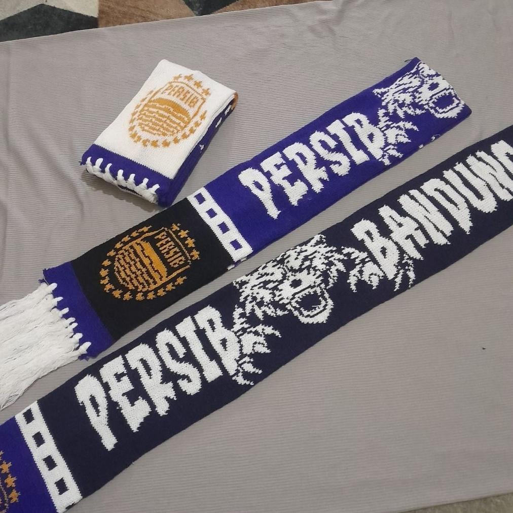 CUCI GUDANG Syal Persib Bandung Rajut Premium | Syal Viking Bobotoh | Syal Bola Persib Original Styl