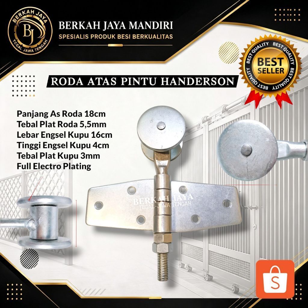Roda Henderson Atas Kupu Pintu Garasi Besi dan Kayu