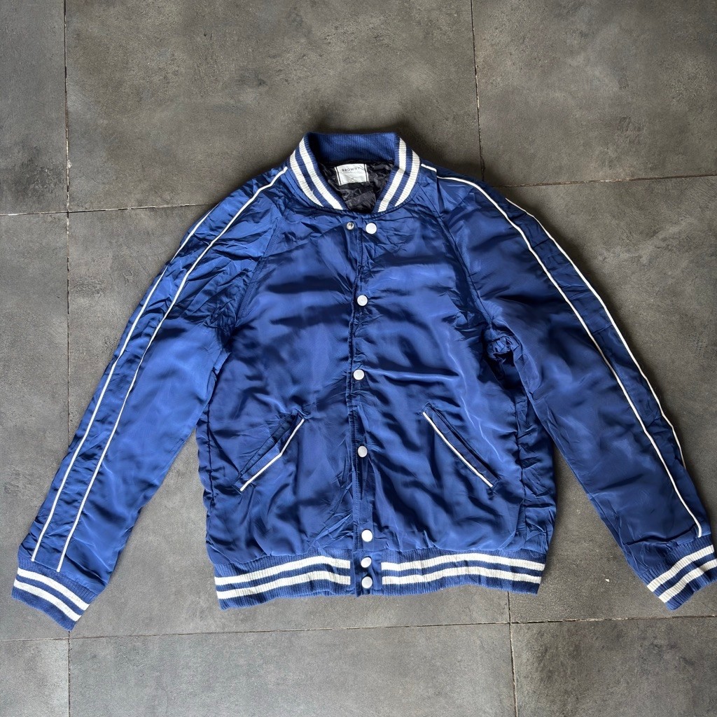 Browny Blue Stripes Bomber Jacket Woman
