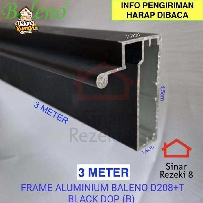 FRAME Aluminium HITAM Handle Kaca Pintu Lemari Kitchen Profil FHD 128