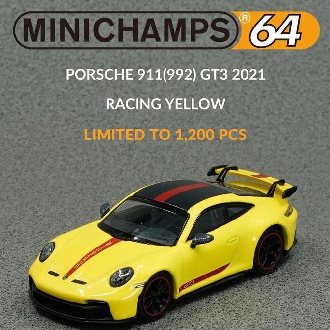 MINICHAMPS 1/64 PORSCHE 911 (992) GT3 RACING YELLOW 643061006 SMETOY