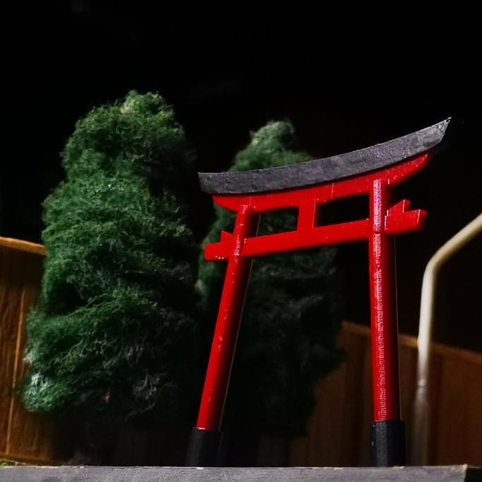 3D Receh Tori Gate Gerbang Jepang skala 1 64 Akesoris diorama Diecast