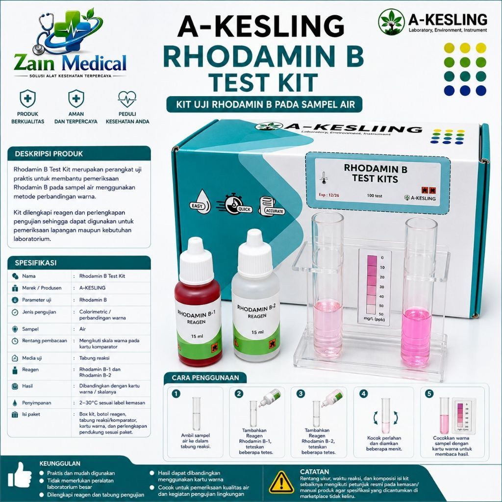 A-Kesling Rhodamin B Test Kit untuk Uji Rhodamin B pada Air