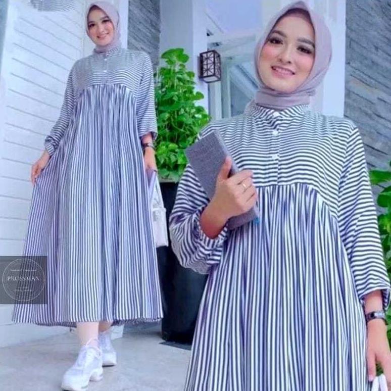 BESTPROMO MIDI DRESS MOTIF SALUR KATUN PREMIUM TRENDY KEKINIAN BUSANA MUSLIM WANITA BUSUI FRIENDLY G