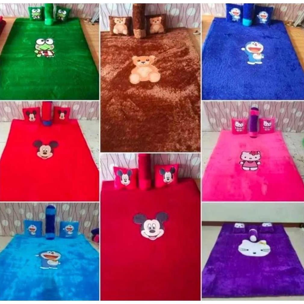 KARPET BULU KARAKTER 125x170 Tebal 3cm Bantal 3 COD/kasur bulu tebal jumbo/ karpet bulu karkter