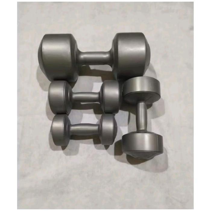 BARBEL DUMBEL POTENCE 7 KG - 10 KG DUMBEL PLASTIK SILVER - DUMBEL 8 KG SILVER