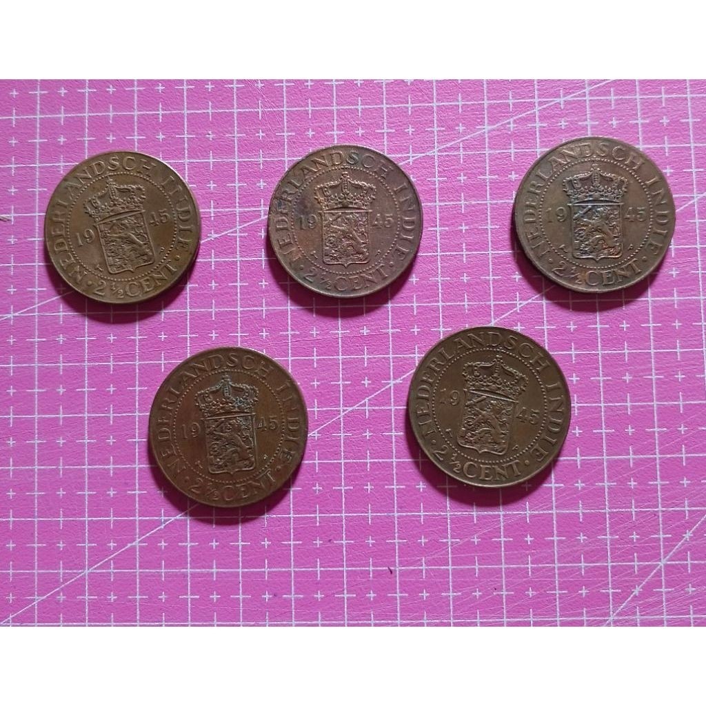 Koin Perak Kuno Jaman Belanda Tahun 1945 Barang Antik 2½ Cent