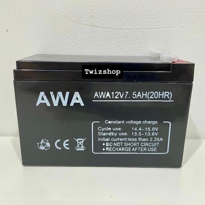 Baterai UPS Aki Kering 12V 7.5AH Battery UPS Dry Accu Aki Mobil Motor Mainan 12 Volt 7500 mAh - Aki 