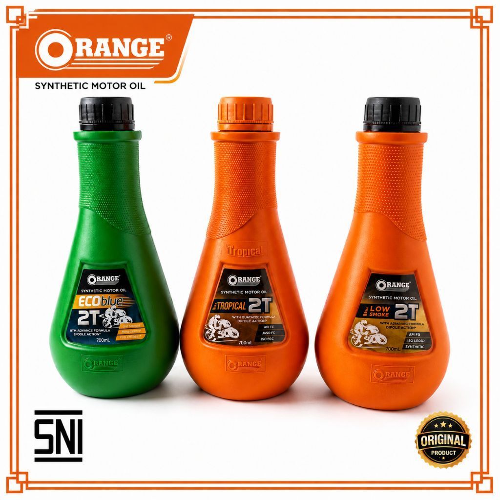 Oli Samping 2T Orange 700ml - Qrange Oil 2 Tak Full Synthetic Pelumas Mesin Motor 2T Racing Harian -