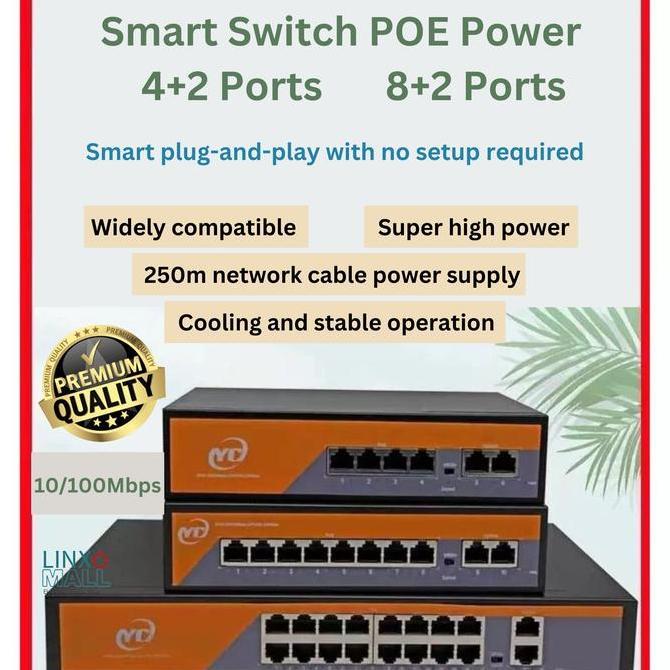 Switch Poe 4Port / Switch Poe 8 Port / Poe Switch 4+2 Ports / Poe Switch 8+2Ports 10/100Mbps /Switch