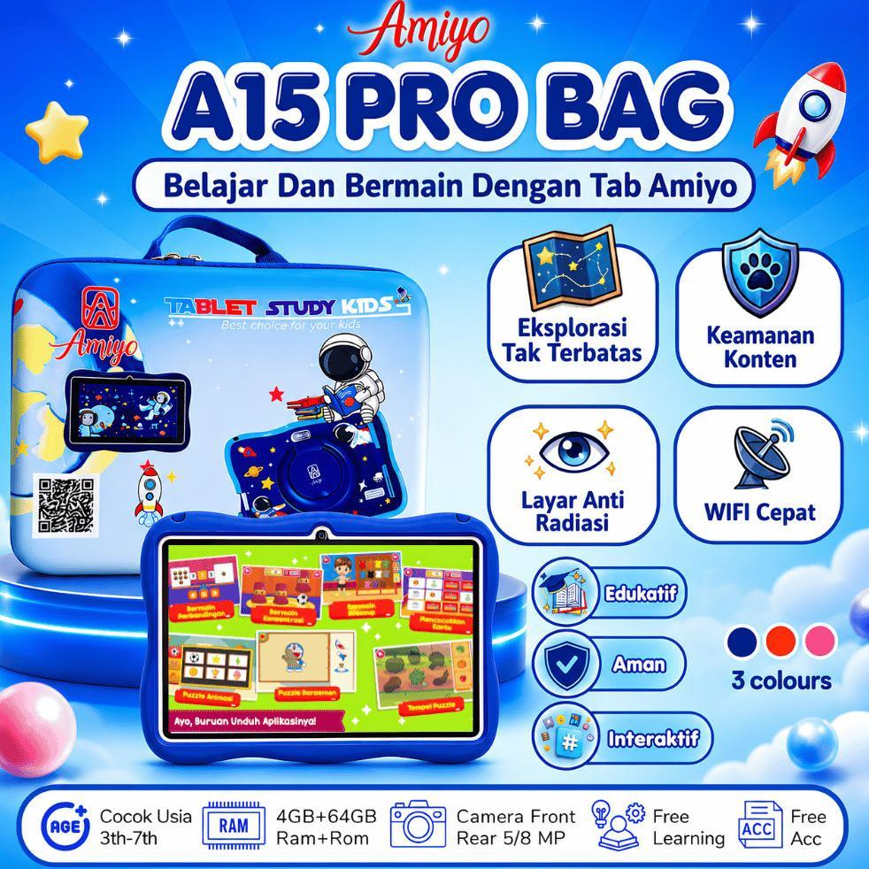 Termurah Amiyo Tab Study Kids A15PRO + TAS 8inchi Tablet Belajar dan Bermain Anak / Tablet Edukasi A