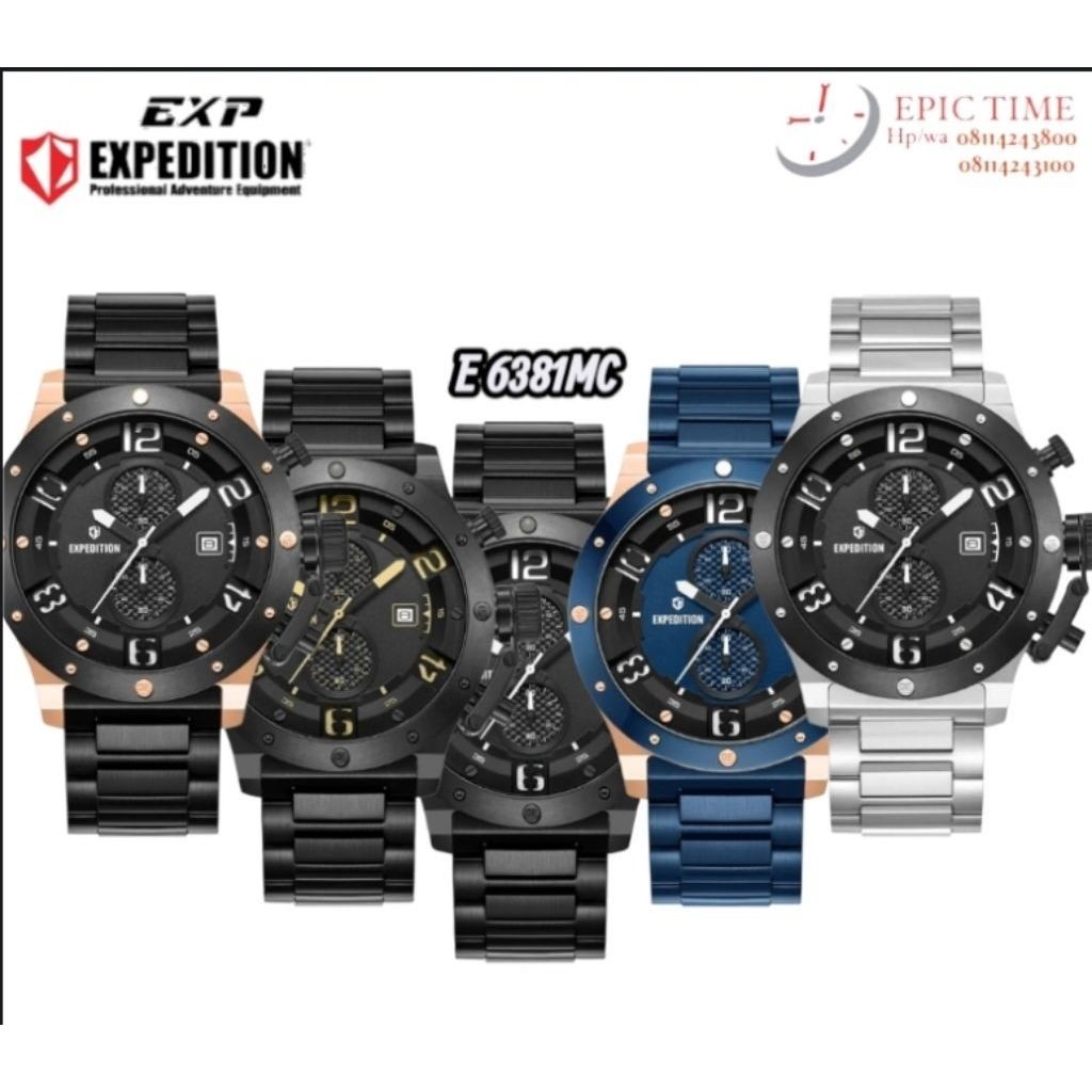 Jam Tangan Pria Expedition 6381 E6381 EXP 6381 Tali Besi / Stainless Steel