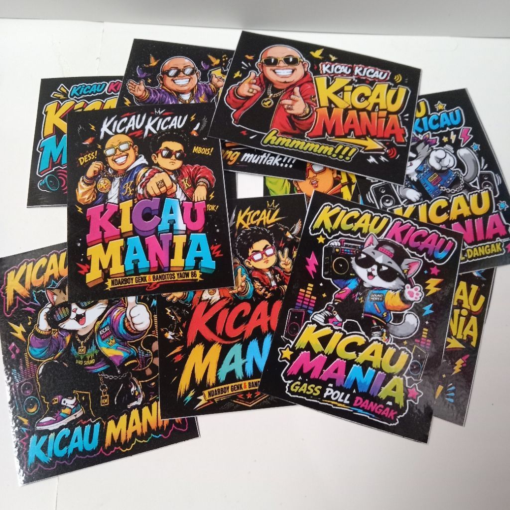 Stiker cutting Kicau Mania Ndarboy Genk & Banditoz Yaow 86 desain kartun warna-warni