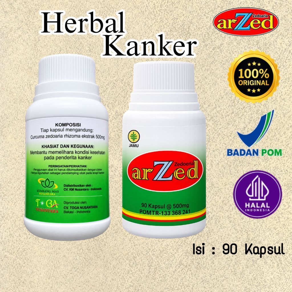 Arzed Zedoaria Herbal Terapi Pengobatan Kanker, Payudara, Serviks , Kista,  Miom Isi 90 Kapsul