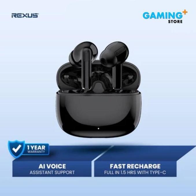 TERMURAH - Earphone Bluetooth TWS V5.4 REXUS FX99 Deep Bass & Support Voice