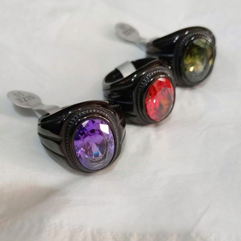 Cincin Titanium Batu Cutting Ring Hitam
