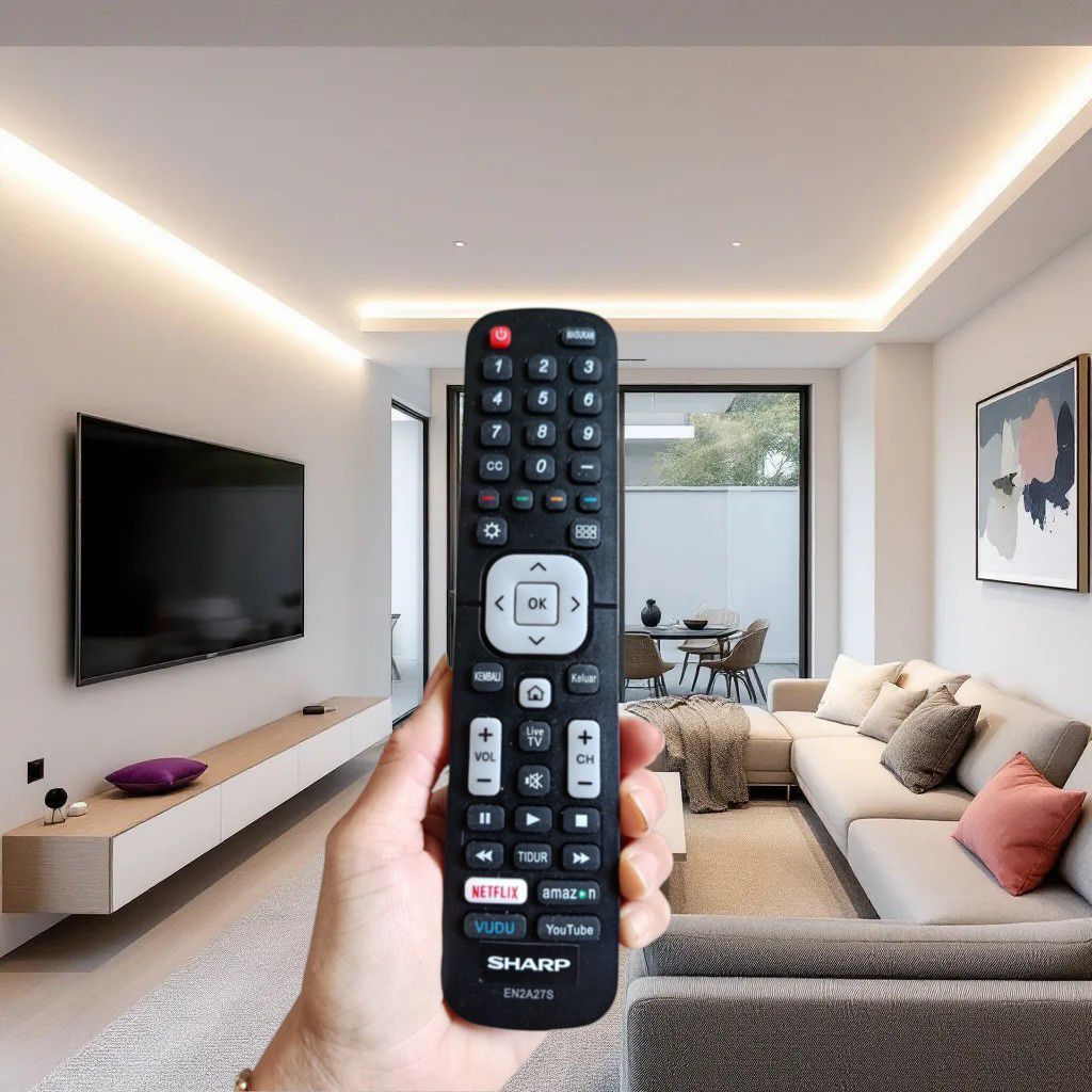 Renote Sharp EN2A27S /Remote Control TV Sharp EN2A27S Hitam dengan Shortcut Netflix Amazon Prime You