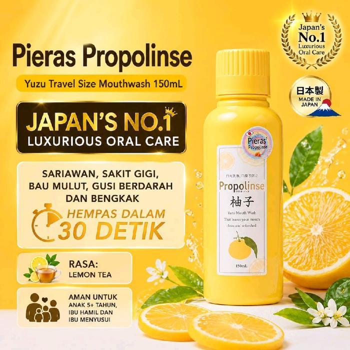 Pieras Propolinse Yuzu Travel Size Mouthwash 150mL Mouthwash Obat Kumur - 150 ML