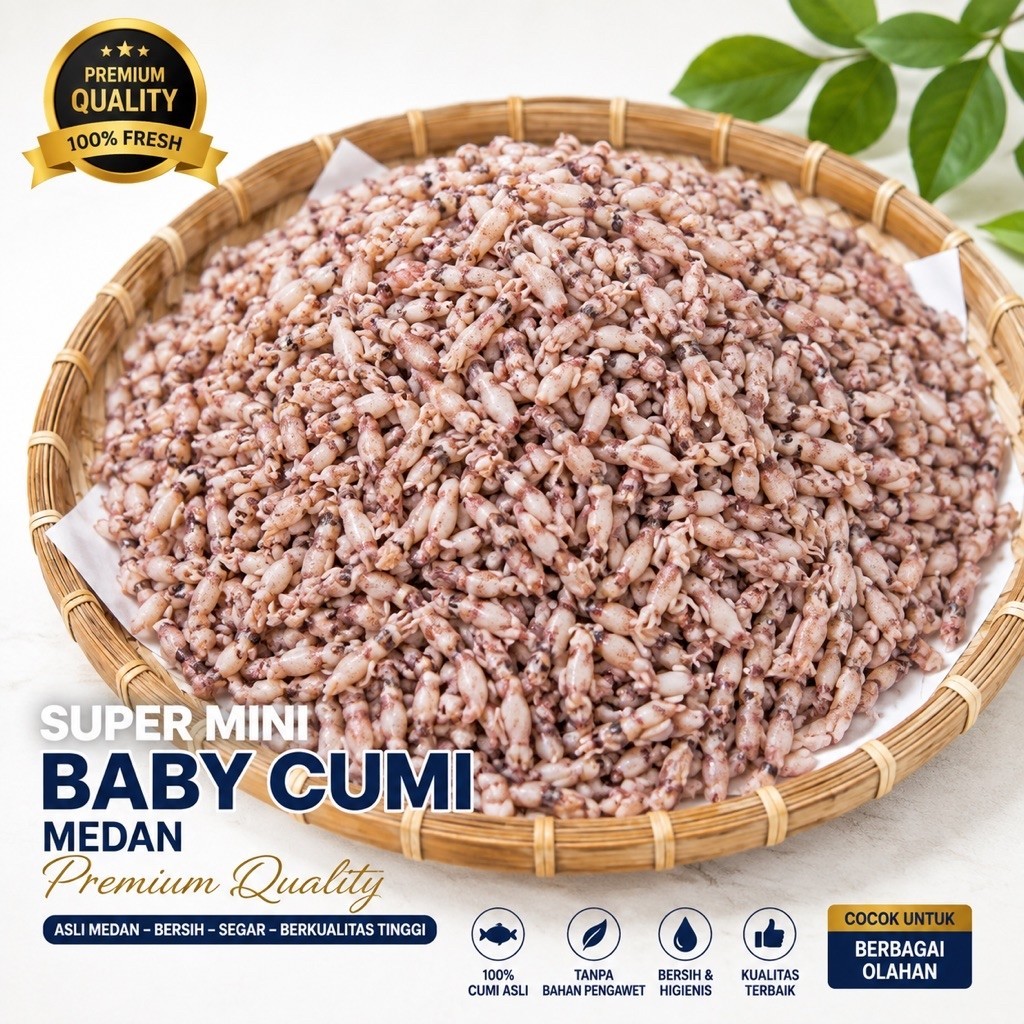 Baby Cumi Mini Medan Kualitas Premium Asin 0,5-8cm 250gr 500gr 1kg