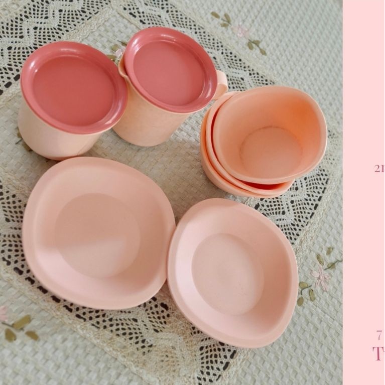 Tupperware 1 Set/Tupperware Mug Bowl Plate/Tupperware Pink