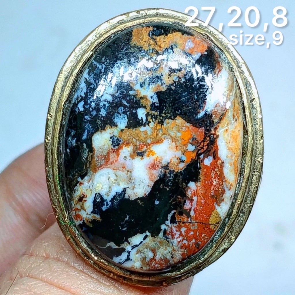 cincin batu akik asli pancawarna antik top hq natural (asli alam)