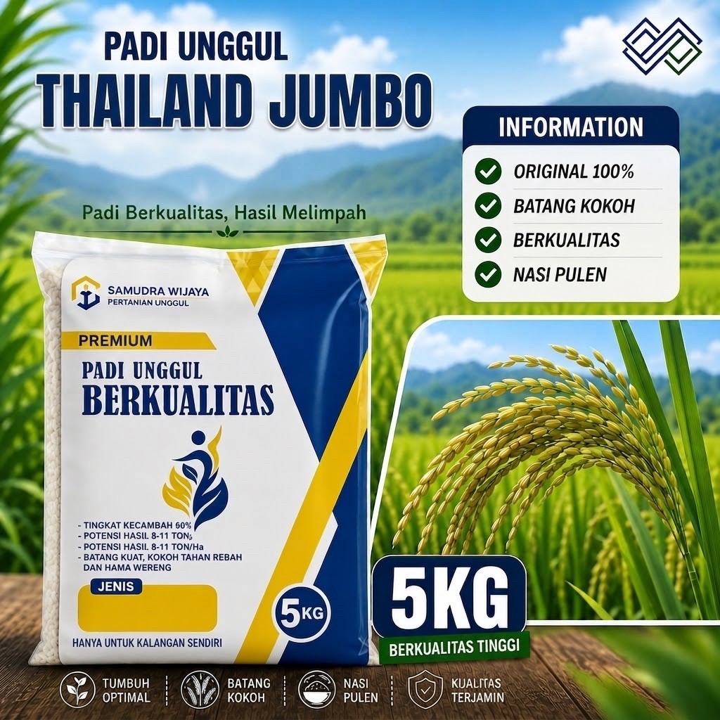 Benih padi - Thailand jumbo original kemasan 5kg berkualitas tahan rebah benih padi Thailand jumbo