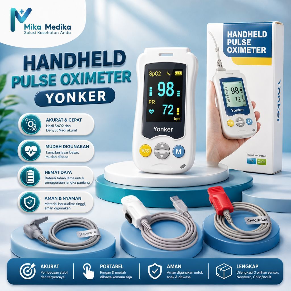 Yonker YK-820 Pulse Oximeter SpO2 untuk Bayi, Anak, Dewasa Lengkap / Kabel Probe Pulse Oxymeter For 