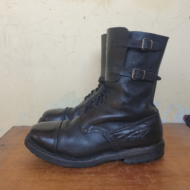Sepatu Boots Second Vintage Army France Buckle Belt Size 44