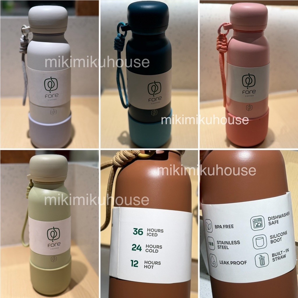 FORE TUMBLER 18OZ STAINLESS STEEL LEAK PROOF SILICONE BOOT BOTOL FORE COFFEE MISTY CLOUD BILBERRY BL