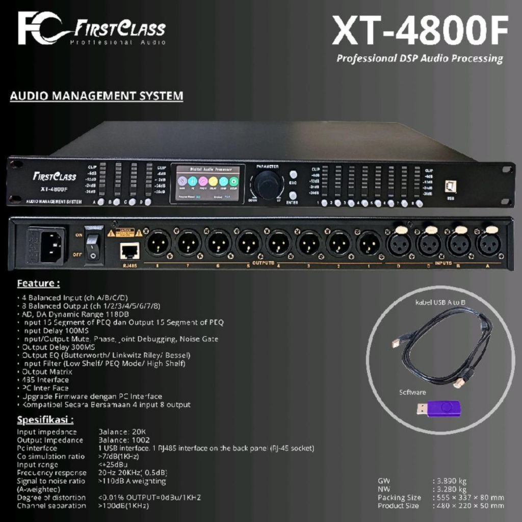 Professional Audio Processor Firstclass XT 4800F | DSP Audio Processor XT-4800F Audio | Audio
